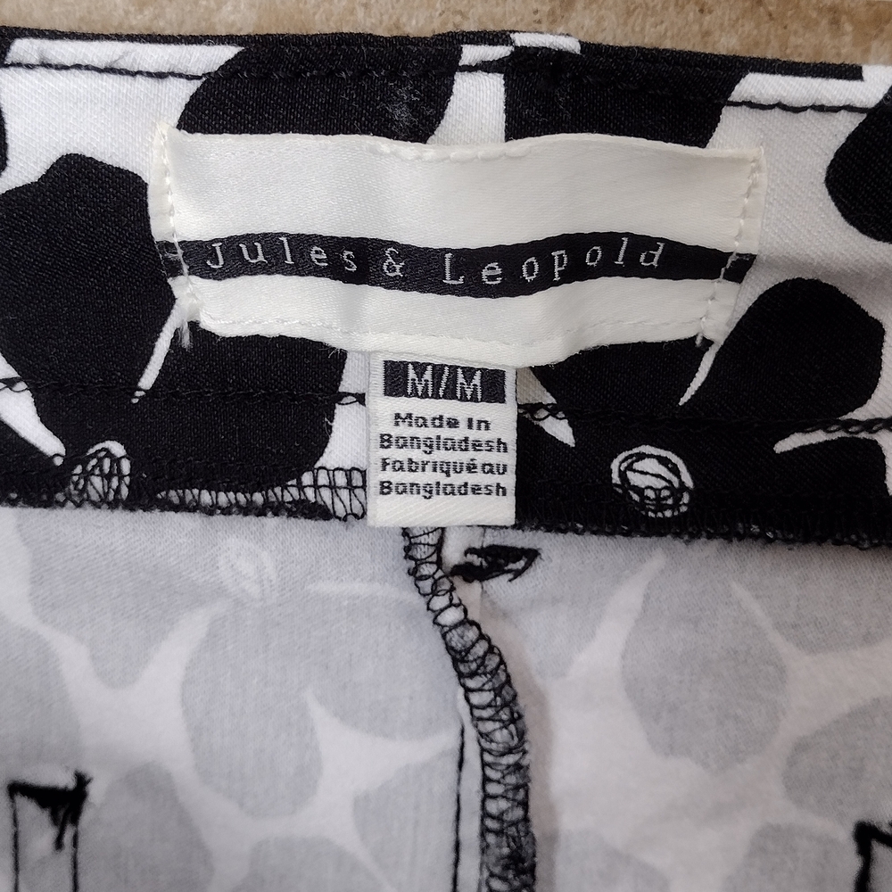 Jules & Leopold Black/White Floral Wide Leg Crop Pants, M - Picture 2 of 8